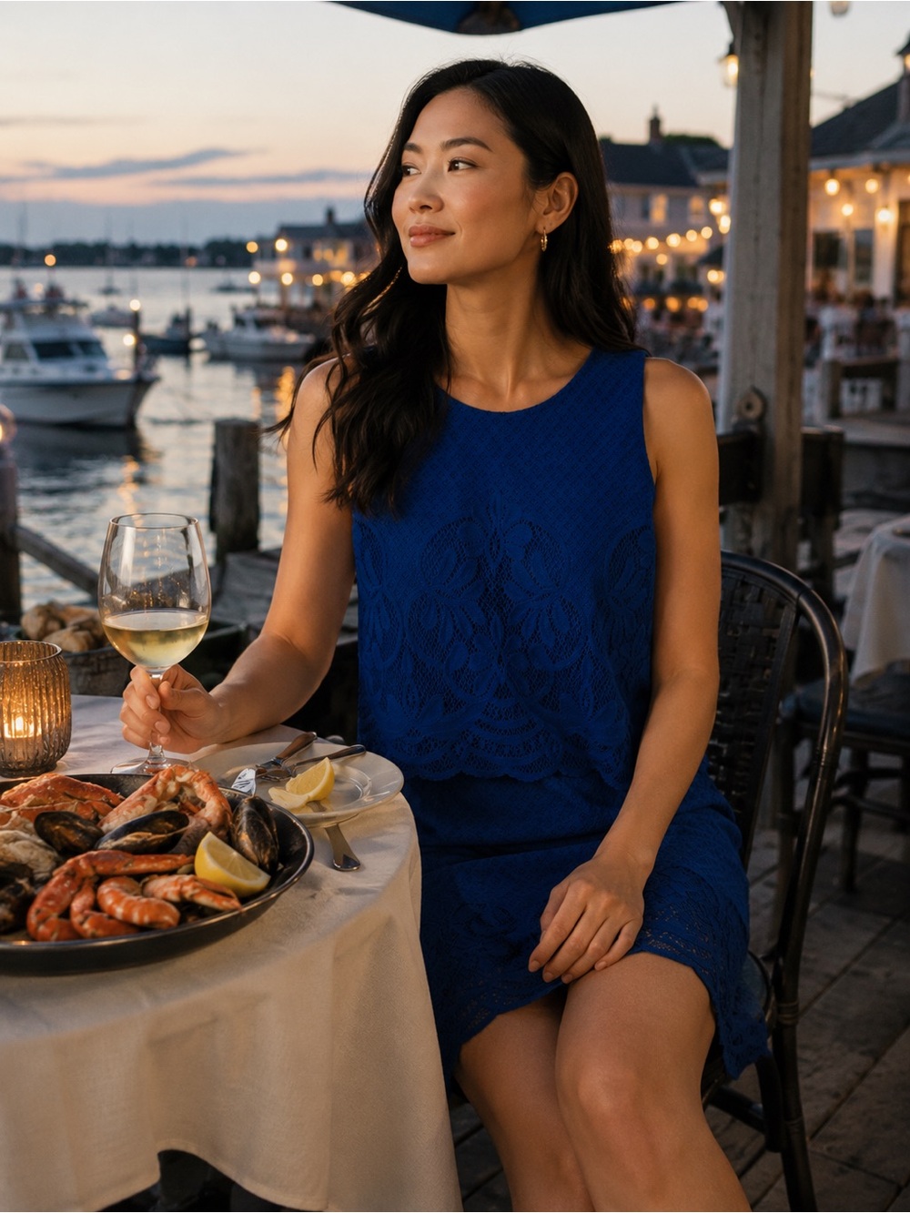 Charter Club Royal Blue Lace Sleeveless Shift Dress